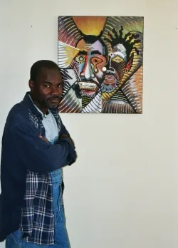 Portrait of Issa Nyaphaga, artist and illustrator